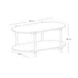 Mesa de Centro Kenia Blanco y Negro 81x38cm Ovalado