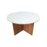 Mesa de Centro Lenon Madera Natural y Blanco 69x42cm Circular