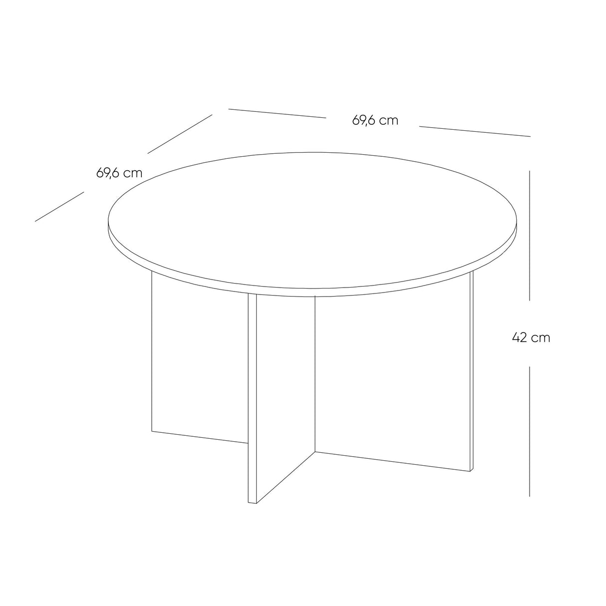 Mesa de Centro Lenon Madera Natural y Blanco 69x42cm Circular
