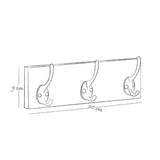 Perchero Fine Madera Natural 9x38cm con Tres Ganchos para Pared