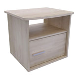 Mesa de Noche Emma Ceniza 48x46.8cm con Una Puerta y Un Entrepaño