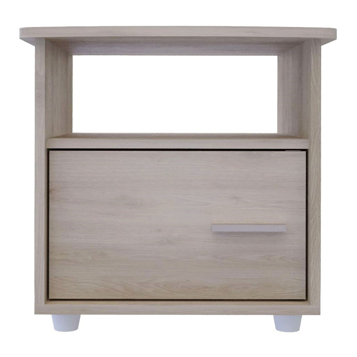 Mesa de Noche Emma Ceniza 48x46.8cm con Una Puerta y Un Entrepaño