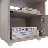 Mesa de Noche Emma Ceniza 48x46.8cm con Una Puerta y Un Entrepaño