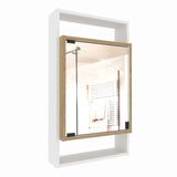 Gabinete con Espejo para Baño Galicia Rovere y Blanco 43x75cm Rectangular con Una Puerta y Tres Entrepaños