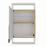 Gabinete con Espejo para Baño Galicia Rovere y Blanco 43x75cm Rectangular con Una Puerta y Tres Entrepaños