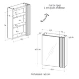 Gabinete con Espejo para Baño Nori Panela 45.4x60.2cm Rectangular con Una Puerta y Tres Entrepaños