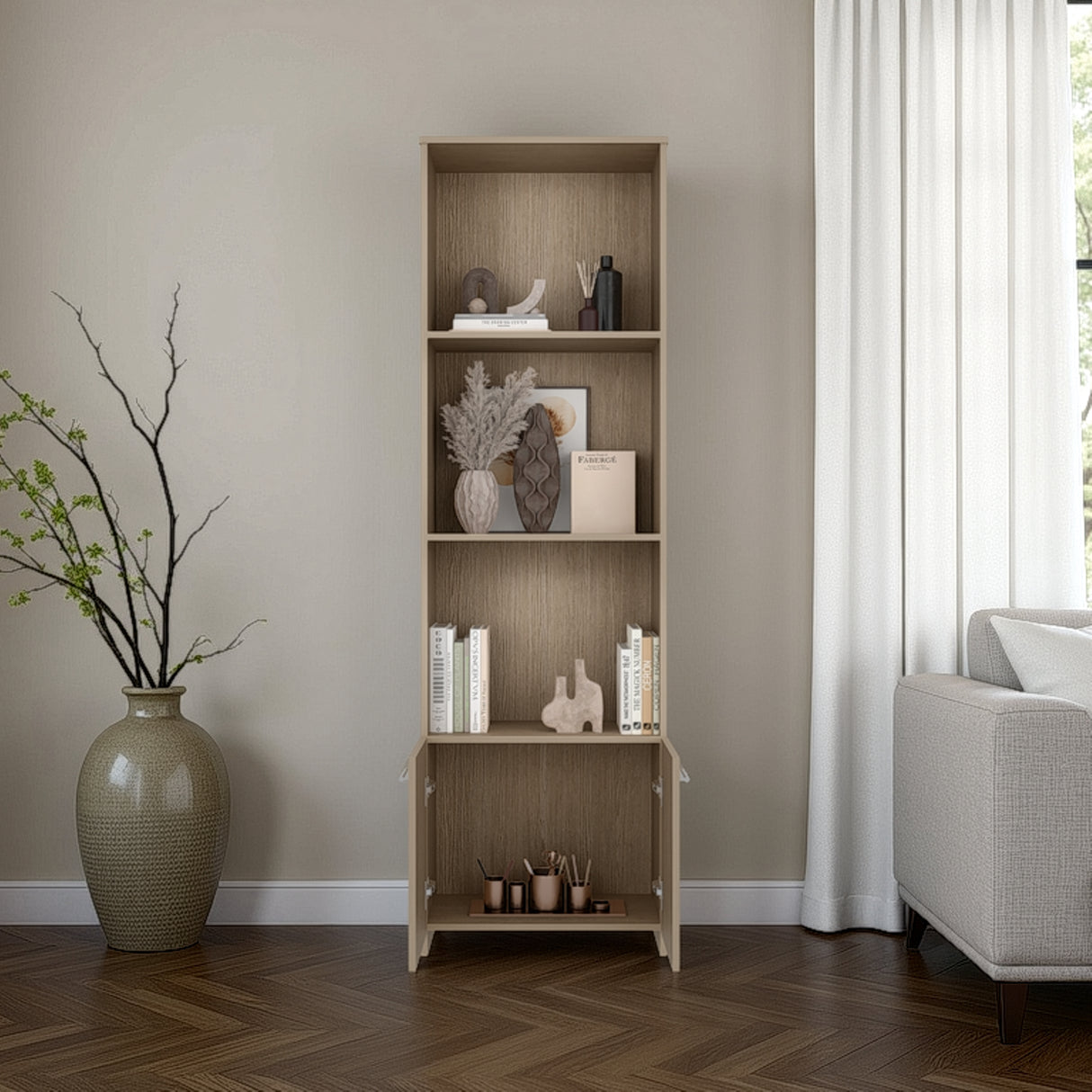 Biblioteca Rectangular Office 5 Cartagena 55x181.5cm con con Dos Compartimientos