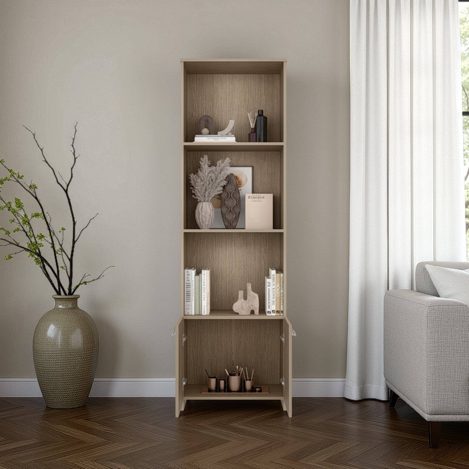 Biblioteca Rectangular Office 5 Cartagena 55x181.5cm con con Dos Compartimientos