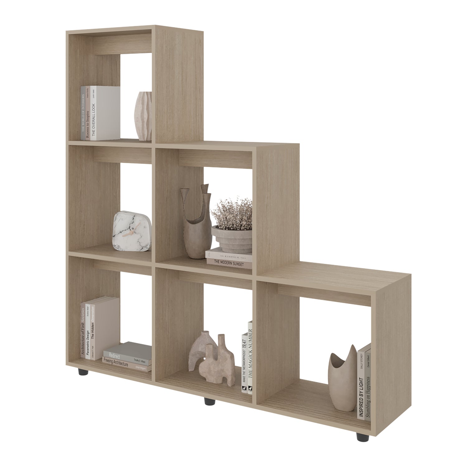 Biblioteca Escalera Salamanca Cartagena 122.1x128.2cm con con Seis Compartimientos y con Patas