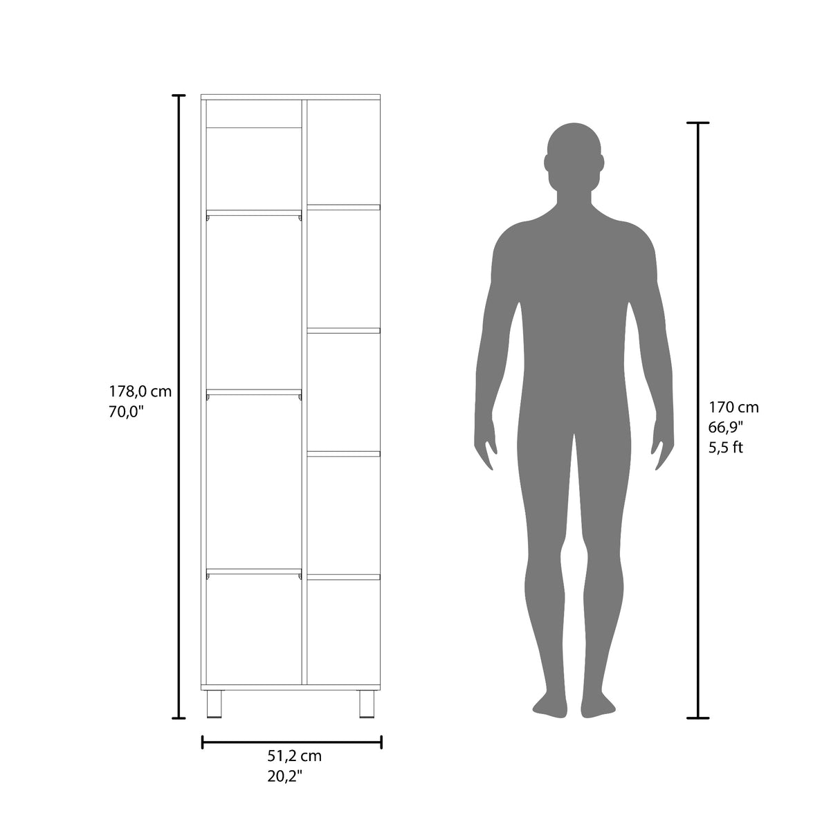 Optimizador de Baño Bath Avellana y Blanco 51.2x178.1cm con Siete Entrepaños