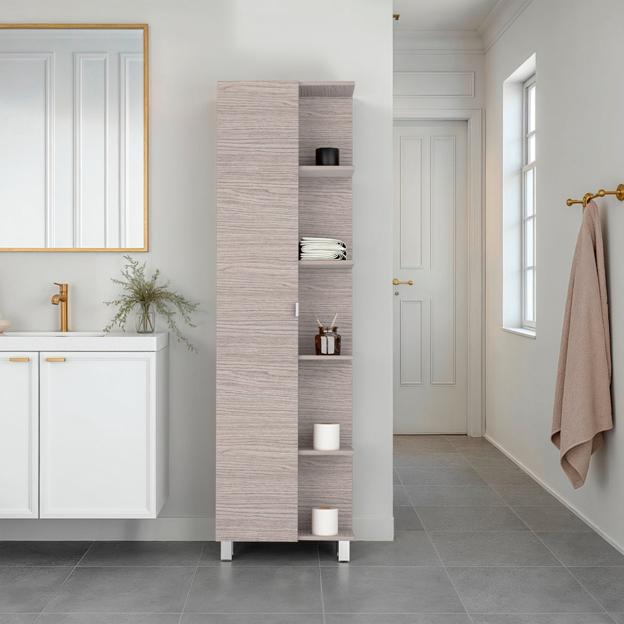 Optimizador de Baño Bath Positano y Blanco 51.2x178.1cm con Siete Entrepaños