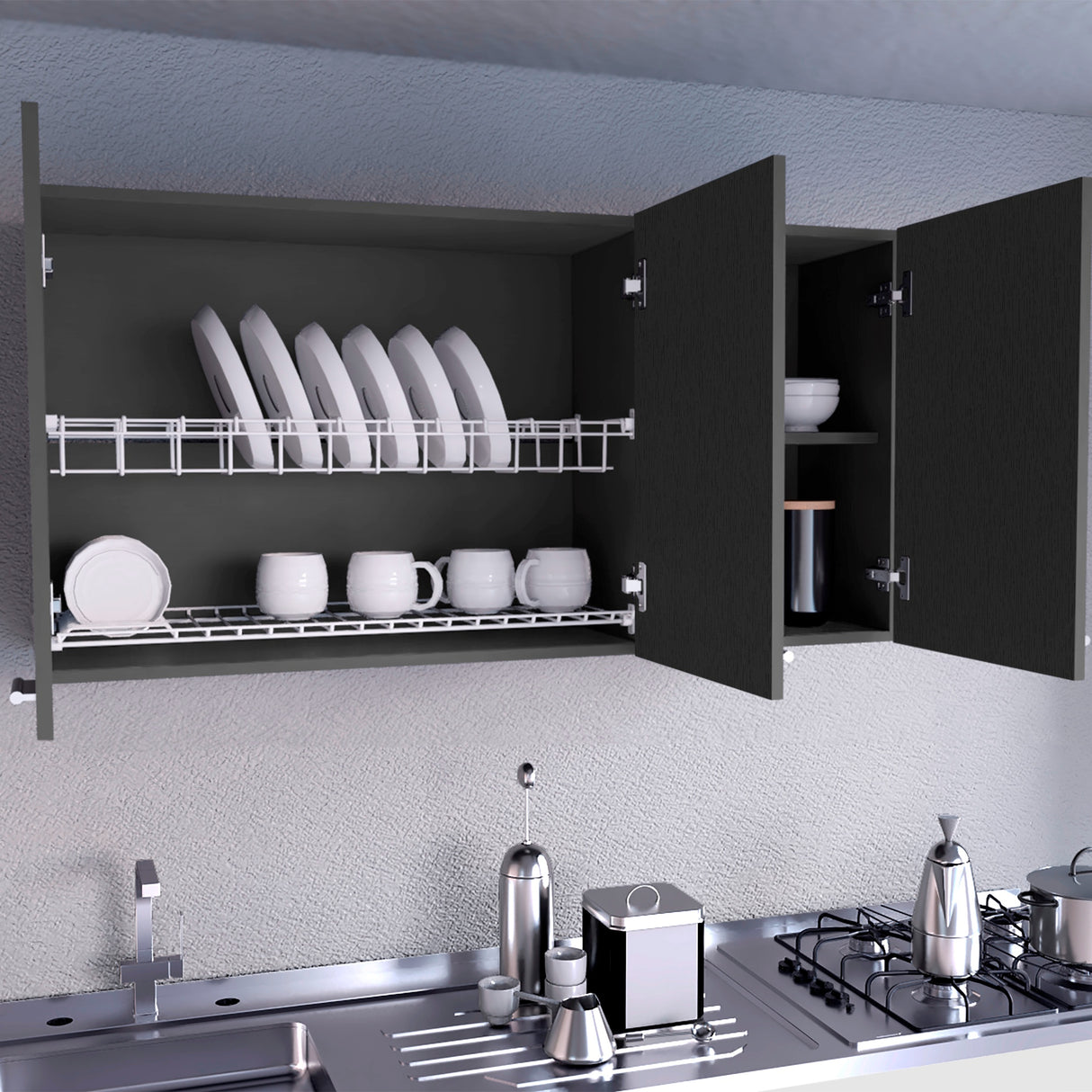 Mueble Superior de Cocina Superior Wengue 120x60cm con Tres Puertas y Un Entrepaño