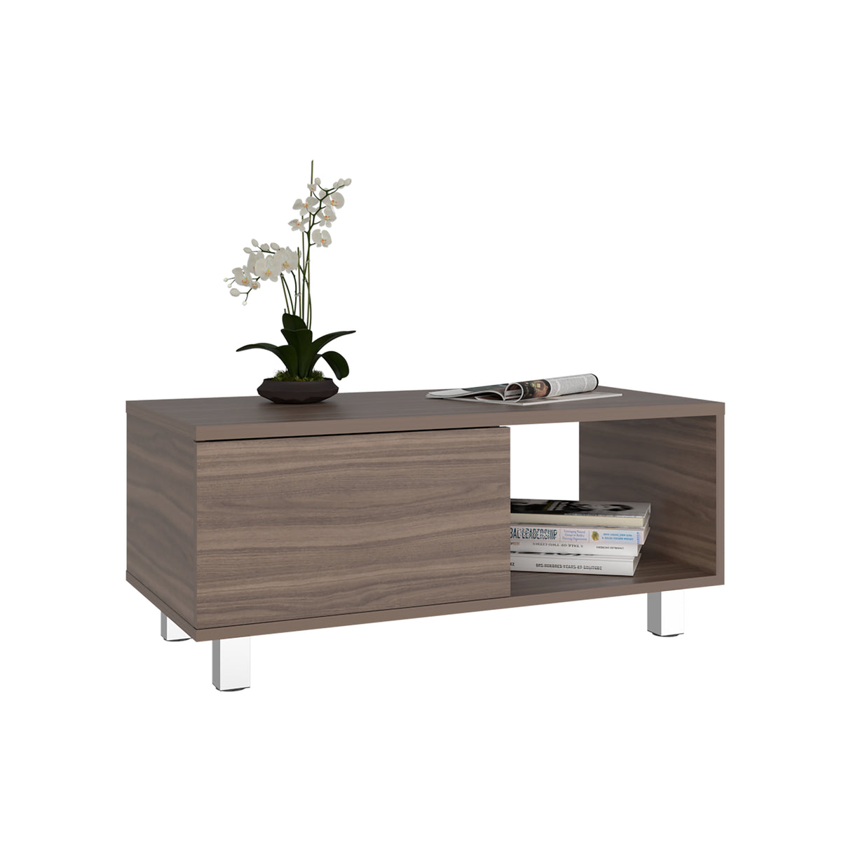 Mesa de Centro Torence Avellana 80.1x35cm Rectangular con Compartimientos