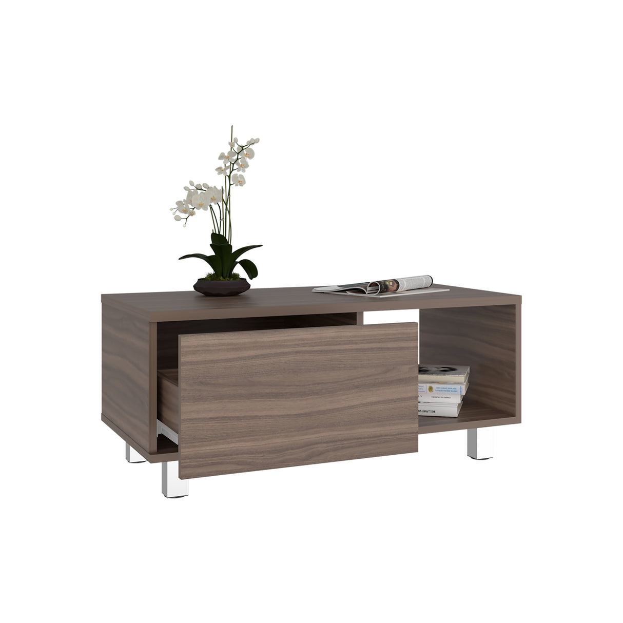 Mesa de Centro Torence Avellana 80.1x35cm Rectangular con Compartimientos