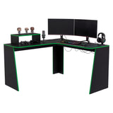 Escritorio en L Gamer Tokio Wengue y Verde 120x88.5cm Moderno