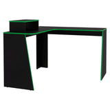 Escritorio en L Gamer Tokio Wengue y Verde 120x88.5cm Moderno