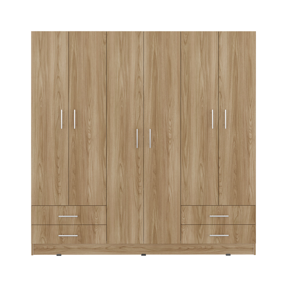 Closet Petunia Fresno Europeo y Blanco 180x180cm con Seis Puertas y con Cuatro Cajones