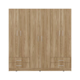 Closet Petunia Fresno Europeo y Blanco 180x180cm con Seis Puertas y con Cuatro Cajones