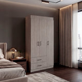 Closet Houston Positano y Wengue 90x180cm con Tres Puertas y con Dos Cajones