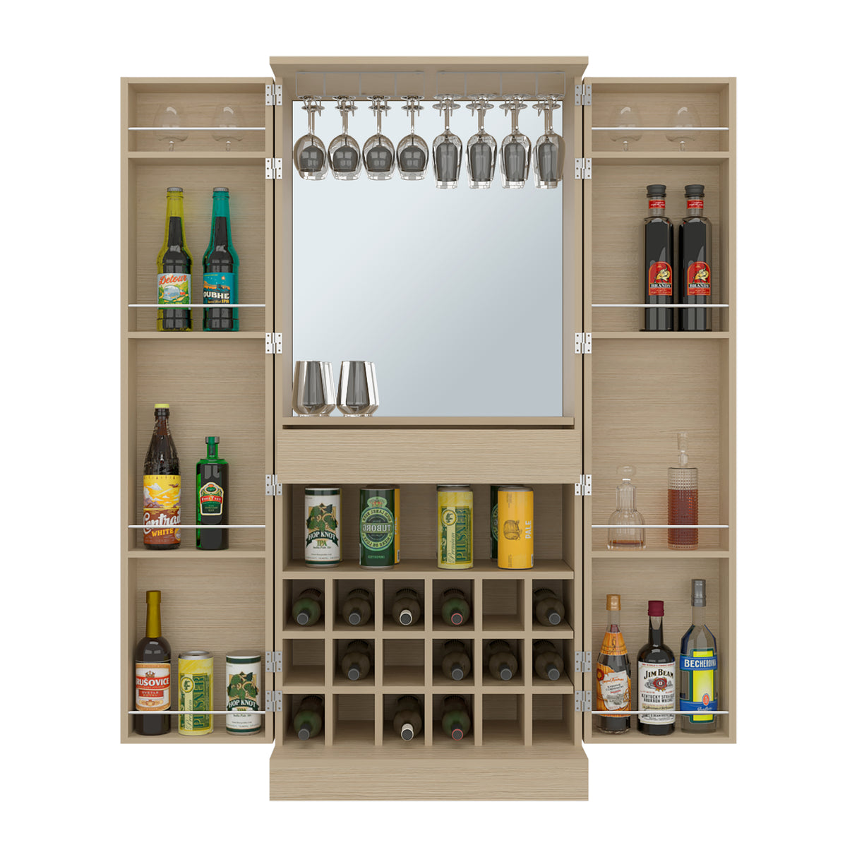 Bar Malbec Cartagena 75x175cm con Dos Portacopas y con Dieciocho Portabotellas