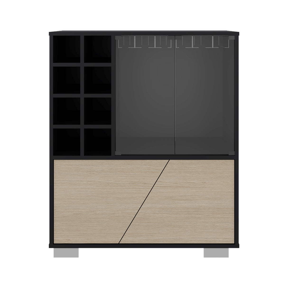 Bar Fraktal Wengue Cartagena 78.8x94.9cm con Dos Portacopas y con Ocho Portabotellas