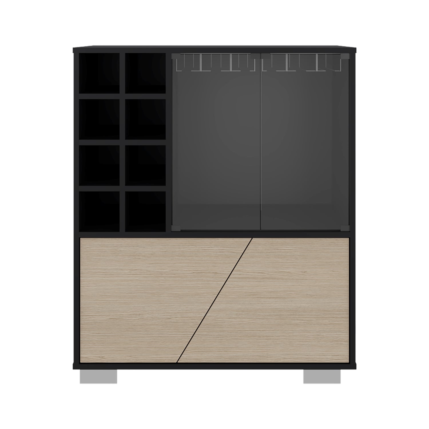 Bar Fraktal Wengue Cartagena 78.8x94.9cm con Dos Portacopas y con Ocho Portabotellas