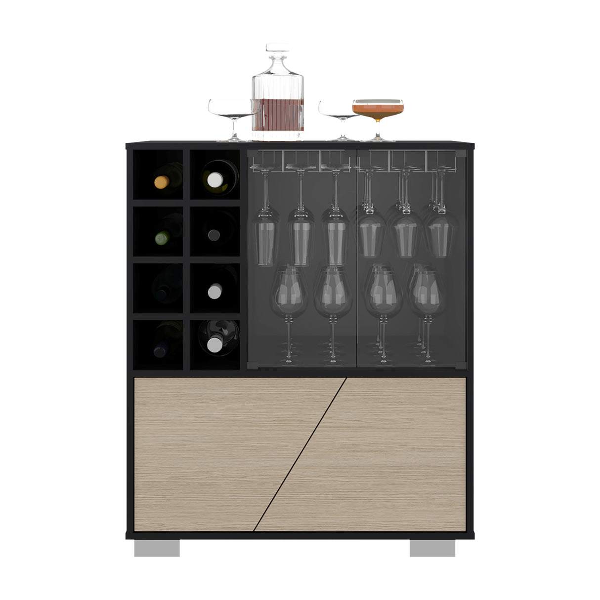 Bar Fraktal Wengue Cartagena 78.8x94.9cm con Dos Portacopas y con Ocho Portabotellas