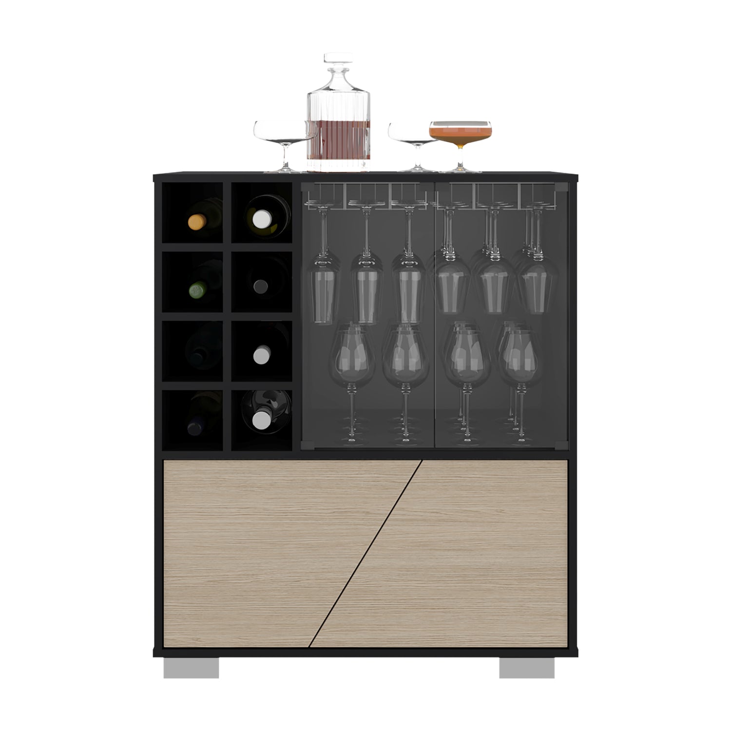 Bar Fraktal Wengue Cartagena 78.8x94.9cm con Dos Portacopas y con Ocho Portabotellas