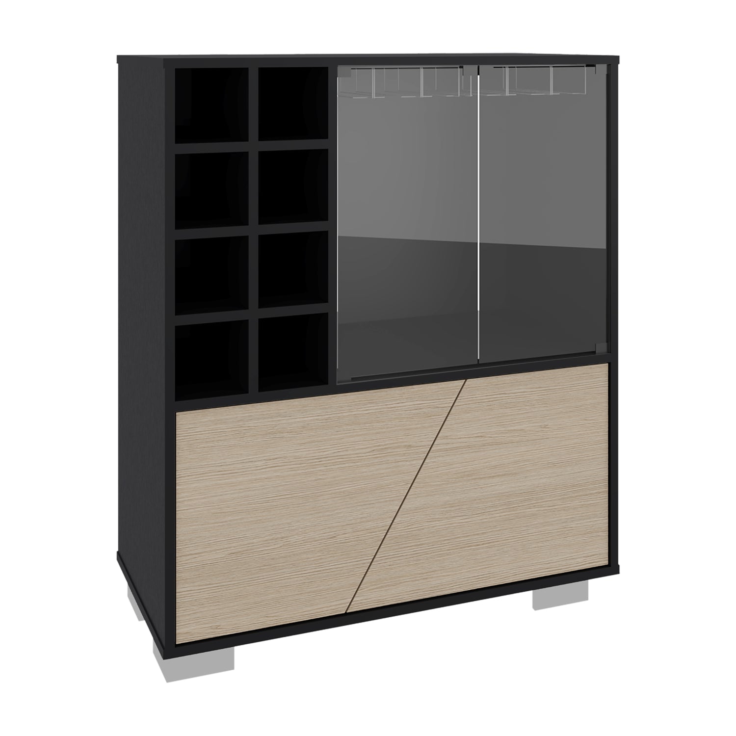Bar Fraktal Wengue Cartagena 78.8x94.9cm con Dos Portacopas y con Ocho Portabotellas