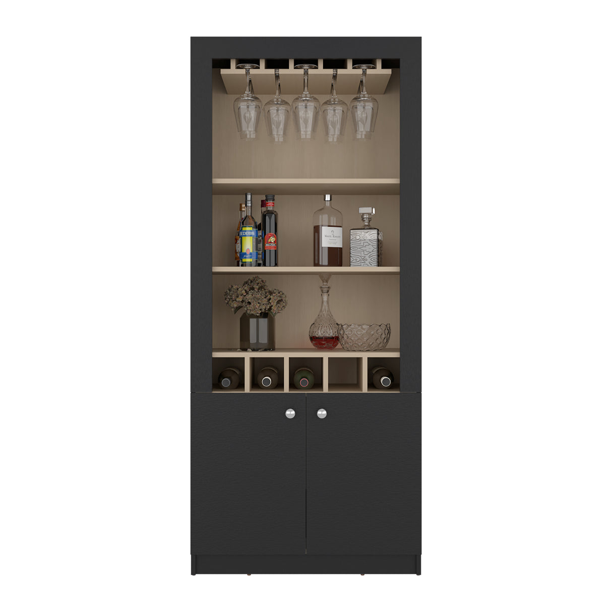 Bar Bellegio Wengue Cartagena 75x175cm con Cinco Portacopas y con Cinco Portabotellas