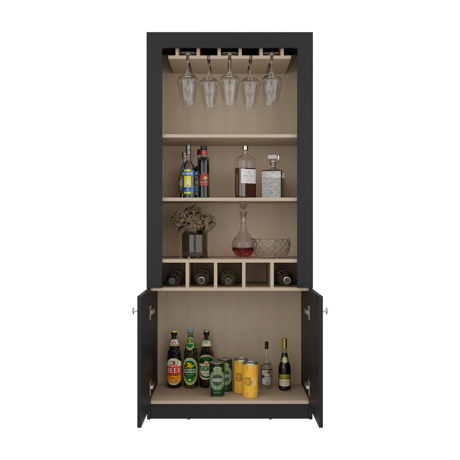 Bar Bellegio Wengue Cartagena 75x175cm con Cinco Portacopas y con Cinco Portabotellas