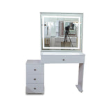 Tocador Jazmín Blanco 32x169cm de Un Puesto con Cuatro Cajones con Espejo y con Iluminación