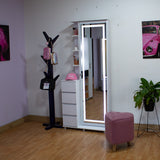 Tocador Venus Blanco 32x180cm de Un Puesto con Seis Cajones con Espejo y con Iluminación