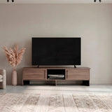 Rack de TV Dago Avellana y Wengue 160x41.8cm Para TV Hasta 65 Pulgadas con Un Compartimiento