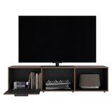 Rack de TV Dorne Avellana y Wengue 162x41.1cm Para TV Hasta 65 Pulgadas con Dos Compartimientos y con Ranura para Cables