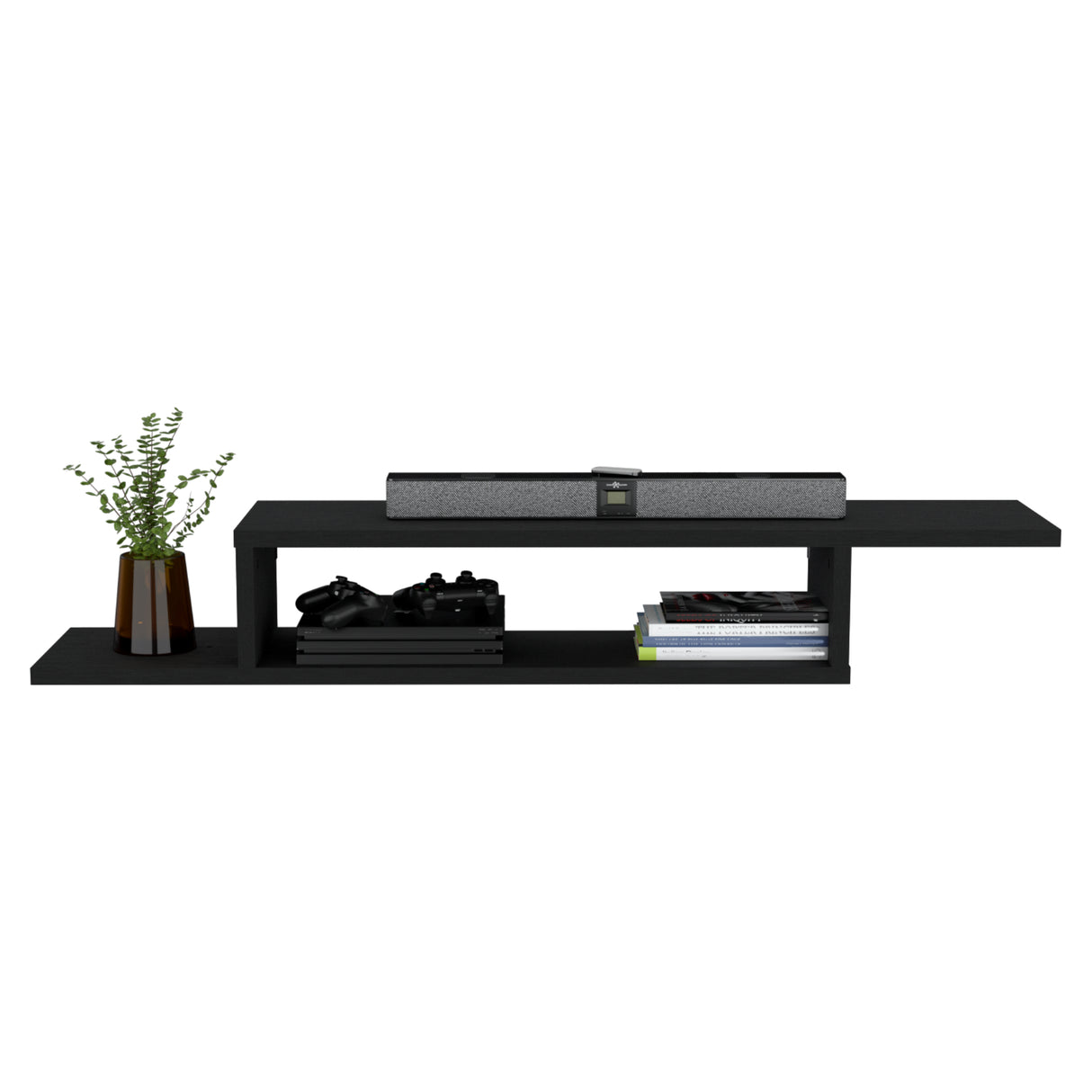 Rack de TV Dili Wengue 170x22.9cm Flotante Para TV Hasta 65 Pulgadas con Un Compartimiento