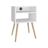 Mesa de Noche Didi Blanco 40x58cm con Un Compartimiento y con Conector de Carga USB
