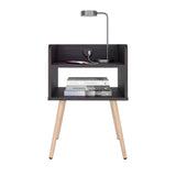 Mesa de Noche Didi Wengue 40x58cm con Un Compartimiento y con Conector de Carga USB
