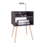 Mesa de Noche Didi Wengue 40x58cm con Un Compartimiento y con Conector de Carga USB