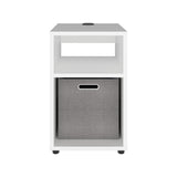 Mesa Auxiliar Mercer Blanco 30.4x48.4cm Rectangular con Dos Compartimientos y con Conector de Carga USB