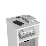 Mesa Auxiliar Mercer Blanco 30.4x48.4cm Rectangular con Dos Compartimientos y con Conector de Carga USB