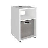 Mesa Auxiliar Mercer Blanco 30.4x48.4cm Rectangular con Dos Compartimientos y con Conector de Carga USB