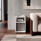 Mesa Auxiliar Mercer Blanco 30.4x48.4cm Rectangular con Dos Compartimientos y con Conector de Carga USB