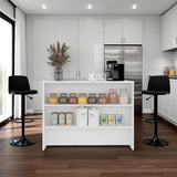 Isla de Cocina Fendi Blanco 120x90cm con Dos Compartimientos y Dos Entrepaños
