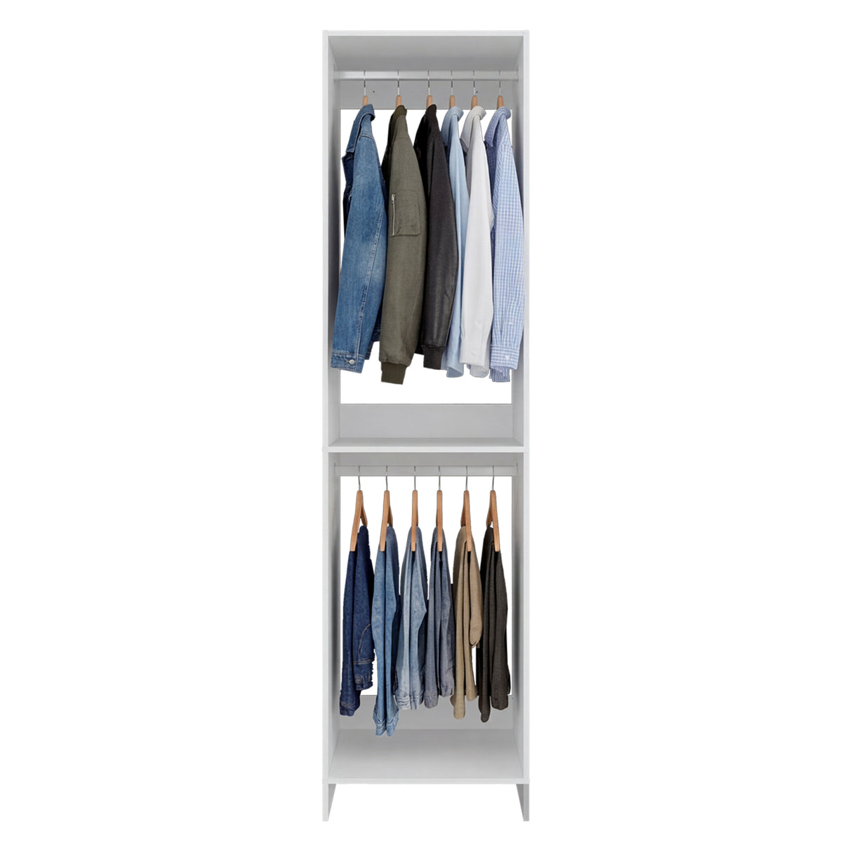 Closet Independiente Blanco 55.8x213.4cm con Dos Compartimientos con Colgadero de Ropa