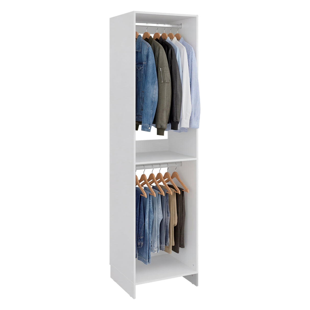 Closet Independiente Blanco 55.8x213.4cm con Dos Compartimientos con Colgadero de Ropa
