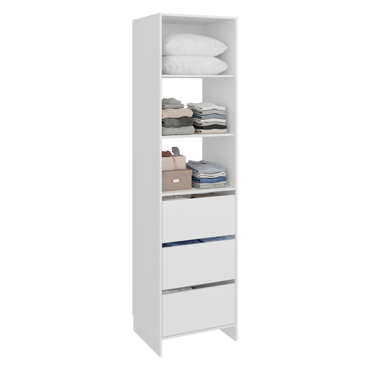 Closet Independiente Blanco 55.8x213.4cm con Tres Cajones y Tres Compartimientos