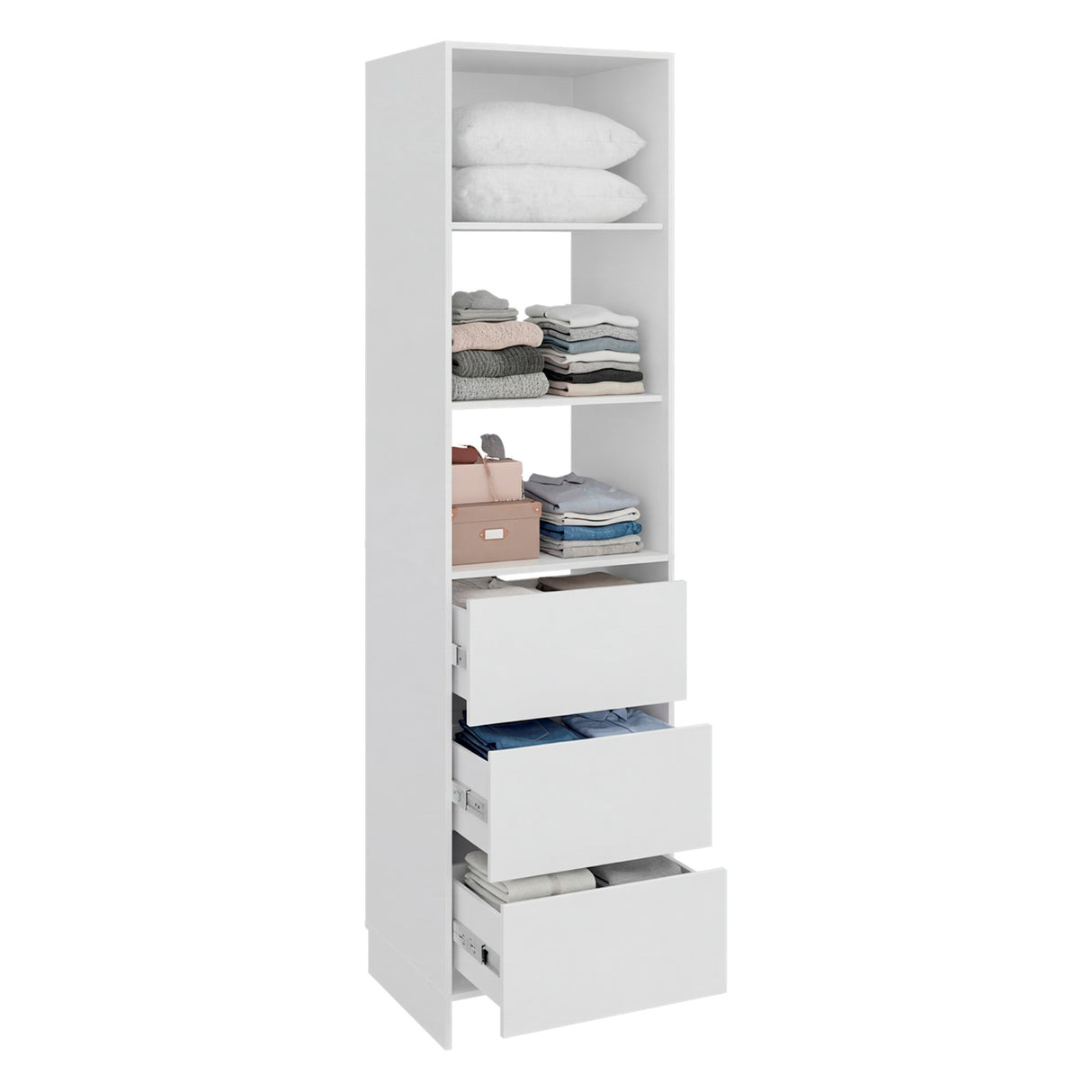 Closet Independiente Blanco 55.8x213.4cm con Tres Cajones y Tres Compartimientos
