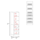Closet Independiente Blanco 55.8x213.4cm con Tres Cajones y Tres Compartimientos