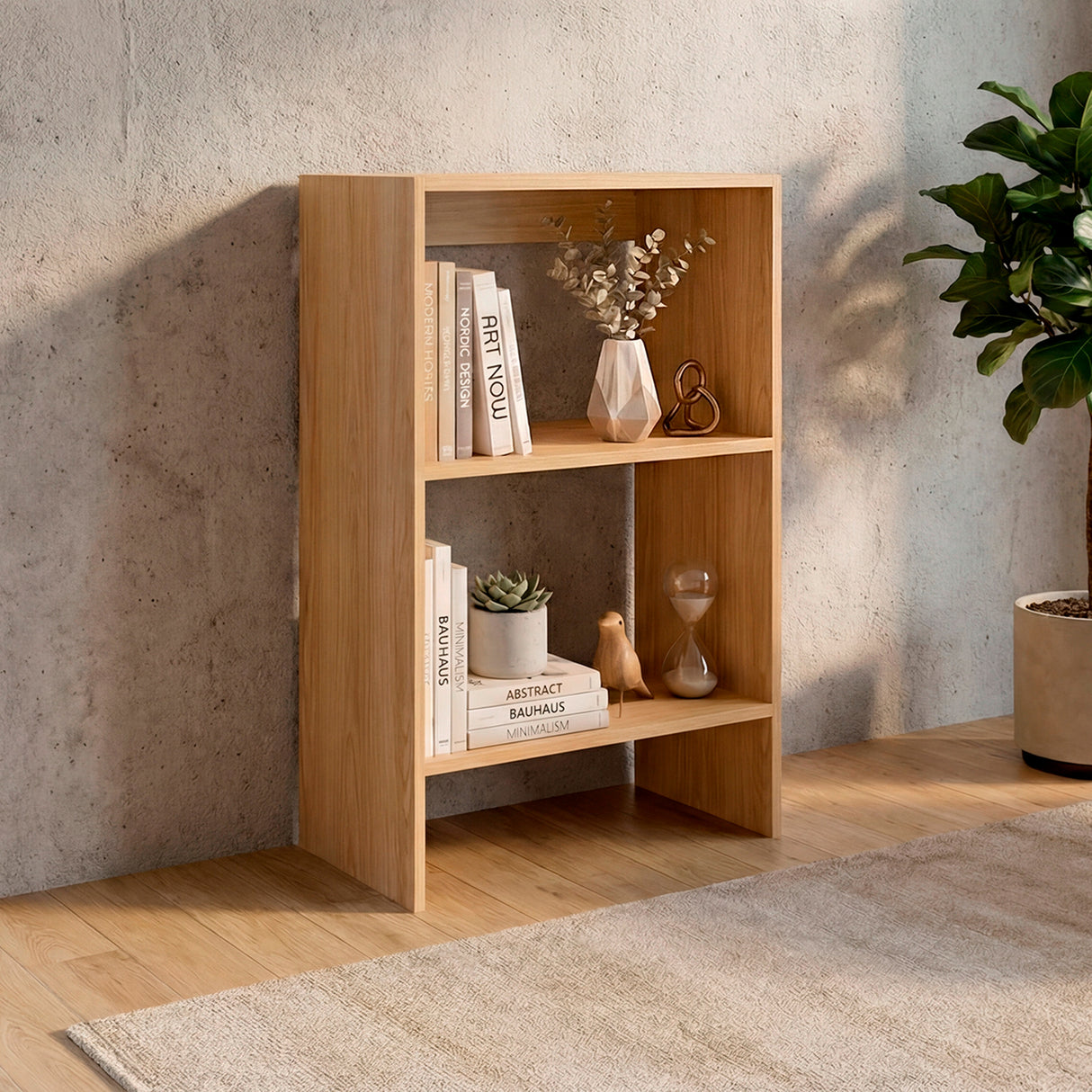 Biblioteca Eloy Fresno Europeo 50x80cm Rectangular con Tres Compartimientos y Dos Entrepaños